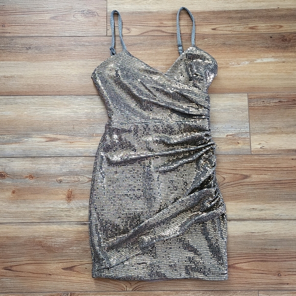 Dress the Population x Cosmopolitan Women's XS Gold Sleeveless Mini Dress - Picture 1 of 11